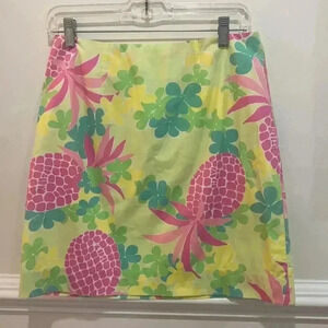 Lilly Pulitzer Pineapple Punch Vintage White Label Skirt Sz 6
